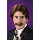 Men's 70's Wig and Mustache Hallowee Costume Set
