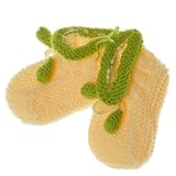 41JHpCkoBWL. SL160  Newborn Infant Baby Girls Clothes YELLOW GREEN Handmade Booties Shoe 0 12M
