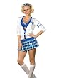 Sexy High School Sweetheart Womens School Girl Costume 4 Piece Set Varsity Sweater Top Pleated Mini Skirt Headband
