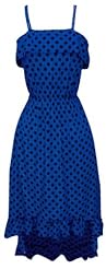 Vintage  Polka Dot Print Spaghetti Strap High-Low-Hem Maxi Dress  With Ruffles
