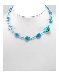 Rose Glass Necklace In Zinc