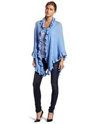 Discount Minnie Rose Women s Cashmere Ruffle Shawl Blue Lake One Size