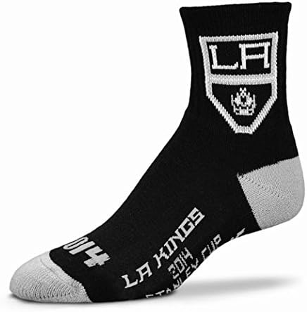 Los Angeles Kings NHL Stanley Cup Champions 2014- Team Logo Quarter Length Socks (1 Pair) Size-Large-Black & Grey