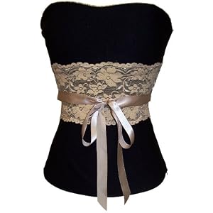 Black Bustier Top with Mocha Lace