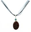 Necklace - N40 - Genuine Semi Precious Gemstone on Five-Strand Organza and Cotton Cord + 2" Extension Chain - Oval Shape ~ Imperial Purple Agate