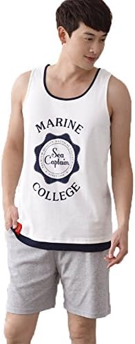 Mingxin Couple's Men's Pure Cotton Summer Sleepwear Pyjamas Set Vest Shorts