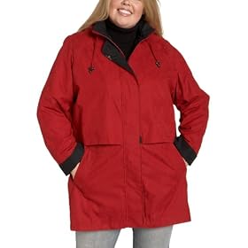 Liz Claiborne Ladies Plus Microfiber Snap Front Anorak With Hood