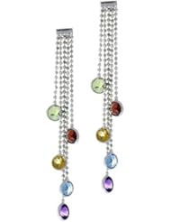 Glamorous 14 Karat White Gold Gemstone Drop Earrings