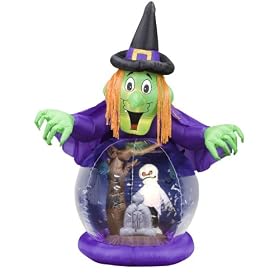 Gemmy 2875390 Airblown Inflatable Rotating Globe - Graveyard in Witch, 6 Feet Tall