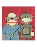 Sock Monkey #221 Children Poster Print by Brenda Young, 8x10