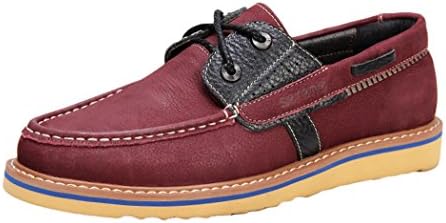 Serene Mens Casual British Style Natura Leather Ruched Lace Up Plain Flat Business Oxfords Shoes(11 D(M) US, Red)