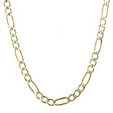 14k Gold and Sterling Silver 3.5mm  Figaro Chain Necklace by Oro Magnifico, 20