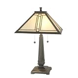 DALE TIFFANY - TT70735: 16X24.25 LINED MISSION TABLE LAMP - ANTIQUE BRASS