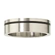 Men's Stainless Steel Ring with Black Accent Line - 10