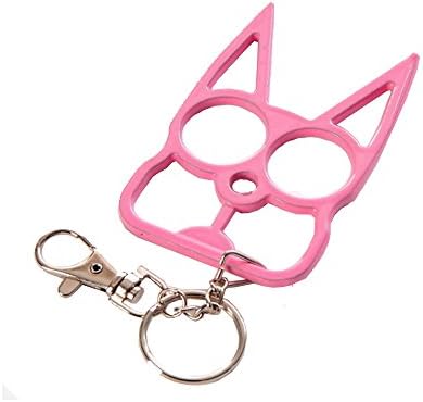 Myhung 2PC Cat Self Defense Safety Keychain Key Ring Holder Personal Prodection Tool (Pink)