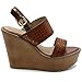 Ollio Womens Shoe Metallic Cutout Burnished Wedge Heel Sandal