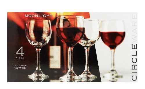Circleware Moonlight 12-1/2-Ounce Red Wine Set, 4-Piece