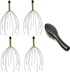 Heavenly Touch Scalp Massager 4 Pack and Vibrating Hair Brush
