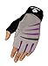 Bionic Glove Women's Premium Finger Less Fitness Gloves w/Natural Fit Technology, Gray/Purple (Pair)