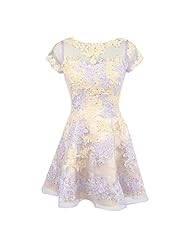 Scoop Neck Short Sleeves Short 2015 Lace Backless Applique Organza Evening Dress/Homecoming Dress/Prom Dress/Wedding Party Dress 