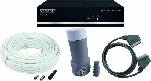 Schwaiger SATSET1011 Satanlage (Satelliten-Receiver, Universal Single-LNB, Scart-Kabel)