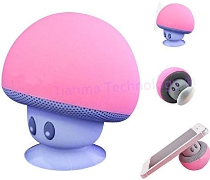 Tianma Technology Mini Portable Mushroom Bluetooth Speaker Wireless Silicone Suction Kickstand Compatible with Cell phone/ iPad/Tablet and all Bluetooth Devices (Pink)