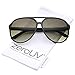 Retro Large Teardrop Shaped Lens Aviator Sunglasses 60mm (Black/Smoke Gradient)