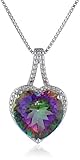Sterling Silver and Mystic Fire Topaz Diamond-Accented Heart Pendant Necklace (0.0066 cttw, I-J Color, I3 Clarity), 18