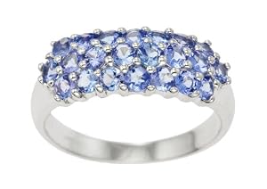 Bague Femme - Or blanc (9 cts) 2.33 Gr - Tanzanite - T 54
