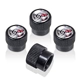 Corvette C5 Colored Logo Black ABS Tire Stem Valve Caps