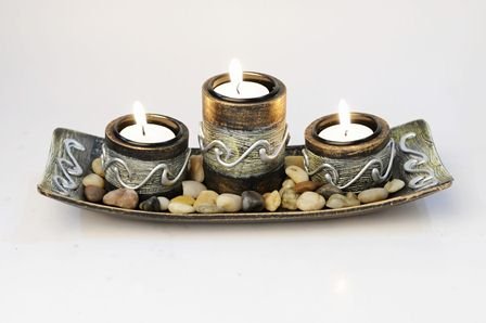 Set of 3 Cylindrical Tea Light Candle Holders 