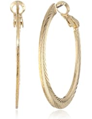 Kensie "Holy Holly" Gold-Plated Flat Diamond Cut Hoop Earrings