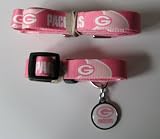 Green Bay Packers PINK Pet Set Dog Collar Leash ID Tag LARGE