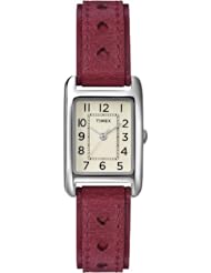 Timex Women?s T2N906 Weekender Red Leather Strap Watch