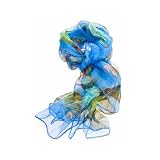 Women's Multi Function 100% Pure Silk Blue Butterfly Scarf/Headwear- Tested by leading authority