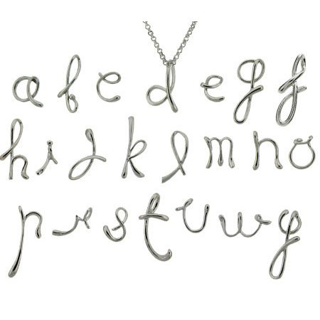 Eve's Addiction Sterling Silver Initial Necklace, Initial m