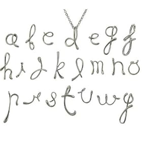 Eve's Addiction Sterling Silver Initial Necklace, Initial c