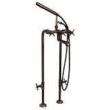37-1/2 Freestanding Tub Faucet & Supplies w/ Shutoff Valves - Cross Handles - Oil Rubbed Bronze