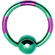 14 Gauge Green Purple Striped Titanium Captive Ring