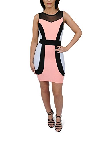 Love Collection Women's Textured Knit Color Blocked Bodycon Tank Dress