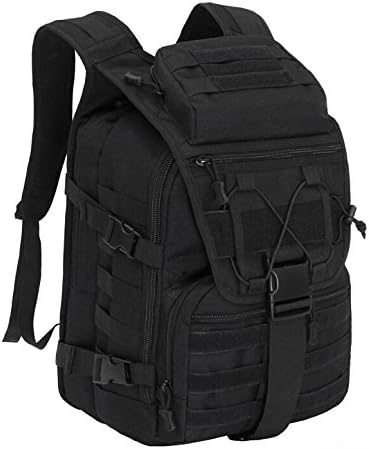 Extra Large 40L Men*Women'S 3D Waterproof Molle Backpack Military 3P Tad Tactical Backpack Assault Travel Bag - Black