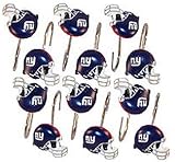 New York GIANTS NFL Set Bathroom Shower Curtain Hooks Rings