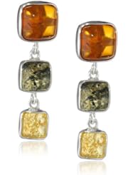 Sterling Silver Multi-Color Amber Drop Earrings