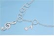 Sterling Silver Necklace - Musical Notes with Clear CZ - 34mm Pendant Height