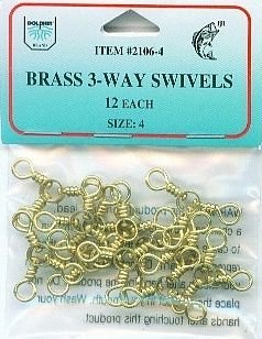 Dolphin Size 4 Brass 3-Way Swivels - 12 Pack
