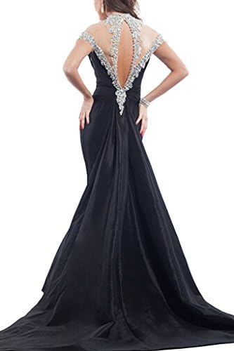 Cloudshop Women's Around Neck Beaded Elegant Mermaid Wedding Dress DS71 Black 26