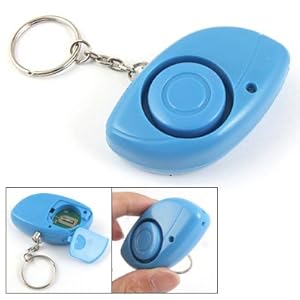 Gino LED Light Blue Plastic Case Personal Guard Alarm w Key Ring