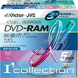 Victor DVD-RAMディスク(for VIDEO)ノンカートリッジインクジェットカラー5枚パック [VD-M120NXF5]