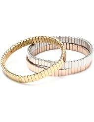 Stainless Steel Set Of Three Tricolor Stretch Bracelet