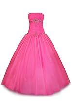 Hot Sale Beaded Mesh Fairy Prom Dress Formal Ball Gown, 3X, Fuchsia